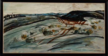 奥古斯特·沙博（1852-1955）：《地平线上的风景》。纸板油画，右下角签名。尺寸：52.5 x 