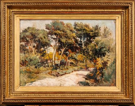 路易-纳特罗（1870-1915 年）：Route de Bouc Bel Air。画板油画，左下方