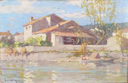 Hyacinthe ROYET: „Le mas“. Öl auf Karton, unten li