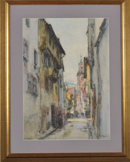 Louis MONTAGNE (1879-1960): Dorfstraße. Signiertes