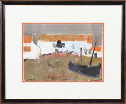 雷蒙·盖里耶（1920-2002）：《房子与小船》。水粉画，画纸，左下角签名。尺寸：19 x 26 