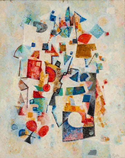 安德烈·里亚尔（André RIALLE，1924-2005）：立体主义风格作品。 布面油画，右下角