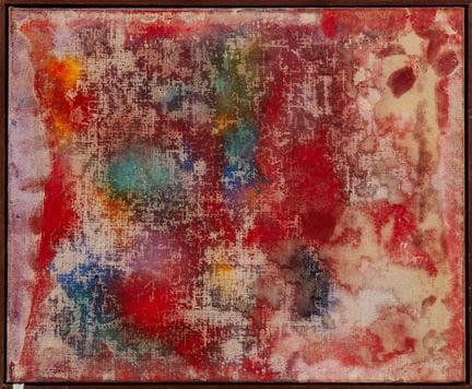 Joe DOWNING (1925-2007) : Composition en rouge. Hu