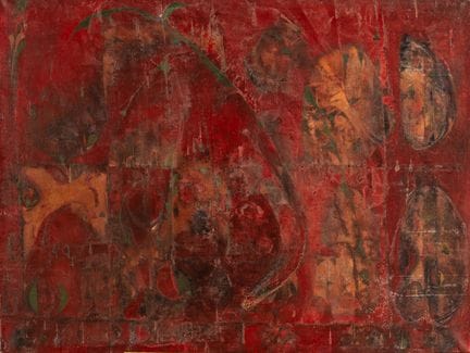 乔·唐宁（Joe DOWNING，1925-2007）：《大型红色抽象画》。布面油画。草图，未署名。