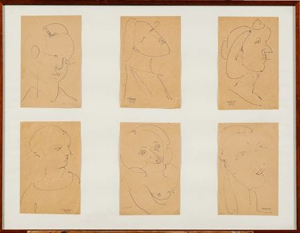 Richard MANDIN (1909–2002): Porträts. Sechs Tusche