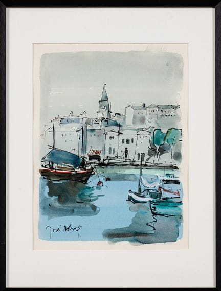 José ASTRIE: Rathaus von Marseille. Signiertes Aqu