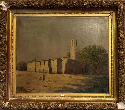 路易·纳特罗（1870-1915）：《钟楼》。布面油画，左下角有签名。（画框有损伤）尺寸：46x56