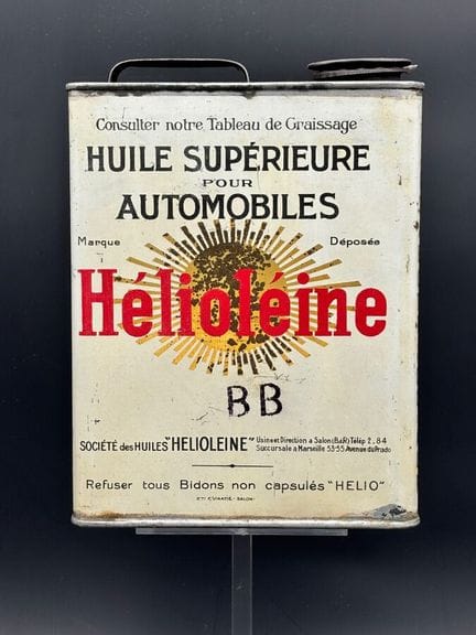 HUILE HÉLIOLÉINE -c.1933

Rare bidon d'huile autom