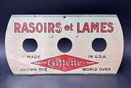 GILLETTE - c.1920

Rare présentoir publicitaire or