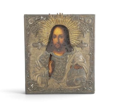 Icona con riza raffigurante Cristo, XIX secolo
35,