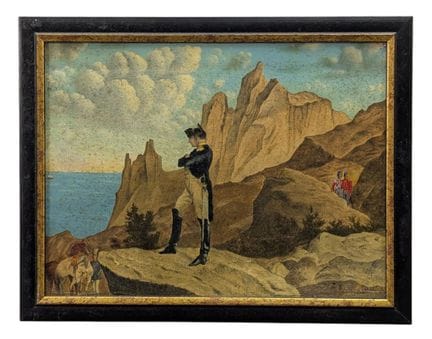 19世纪末法国画派
拿破仑在圣赫勒拿岛
布面油画，署名MARTIN
29 x 37 厘米