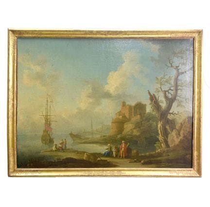 18世纪画派，拉克鲁瓦·德·马赛门下画派
描绘土耳其人物的海港景致
布面油画
74 x 99 厘米