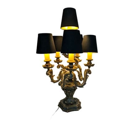 A Venetian Baroque candelabra made of lacquered wo