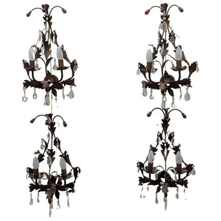 Series of four sconces in painted sheet metal and 