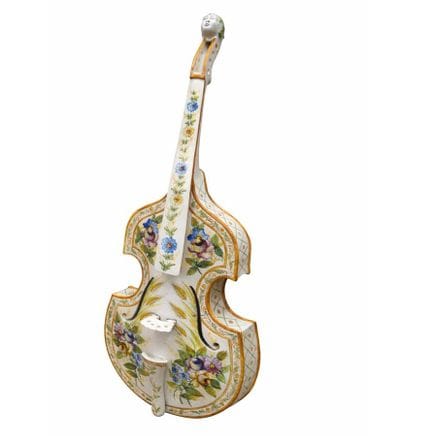 Scultura raffigurante un violoncello in ceramica i