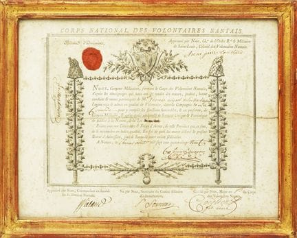 REVOLUTION
Certificate of admission to the Nantes 