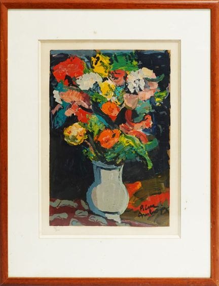 皮埃尔·安布罗吉亚尼（1907—1985）
花瓶中的花束
石版画 2/300，右下角签名
54 x 