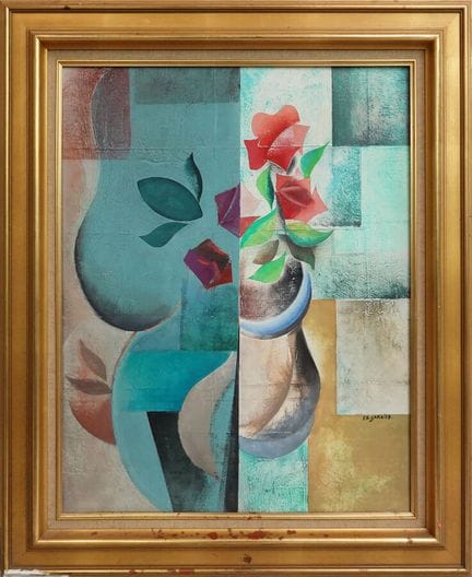 20世纪法国画派
《玫瑰花束》，1979年
布面拼贴与油画，右下角署名S.R. GARNIER
61