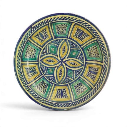 MAROC
Plat rond en céramique à glaçure lustrée à d