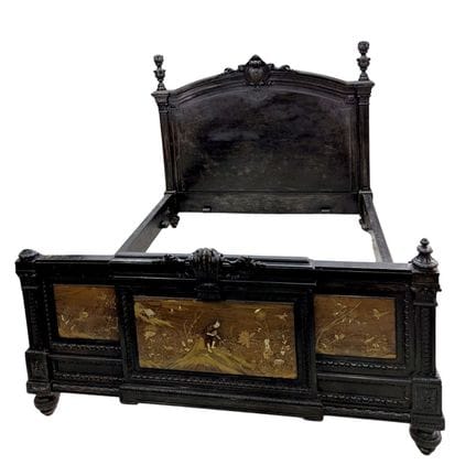 Letto decorato con pannelli giapponesi (periodo Me