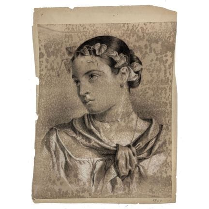 Disegno accademico a carboncino raffigurante il ri