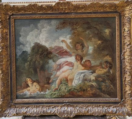 19世纪末法国画派
受弗朗索瓦·布歇风格影响
《爱神与少女的游戏》
布面油画
65 x 80 厘米