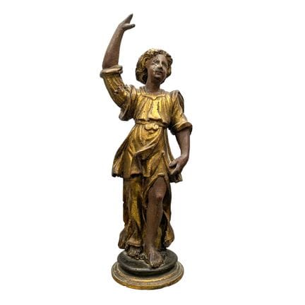 木雕镀金 Santibelli，18 世纪
高度：67.5 厘米
(部分残缺）