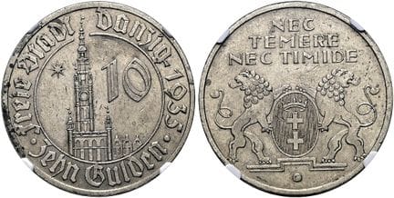ALEMANIA DESDE 1871. DANZIG.  10 florines, 34 mm d
