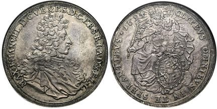 1871年之前的德国硬币与纪念章。巴伐利亚。马克西米利安二世·埃马努埃尔，1679—1726年。16