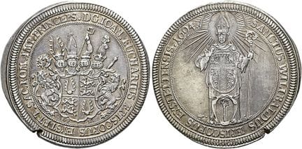1871年之前的德国硬币与奖章。艾希施泰特教区。约翰·欧卡里乌斯·申克·冯·卡斯特尔，1685年至1