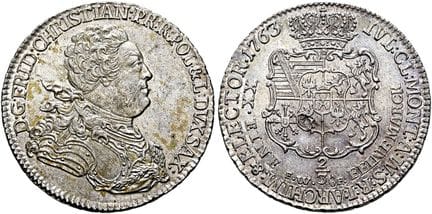 1871年之前的德国硬币与奖章。萨克森、选帝侯及阿尔贝丁王朝。弗里德里希·克里斯蒂安，1763年。2