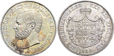 1871年之前的德国硬币与纪念章。瓦尔德克和皮尔蒙特。乔治·维克多，1845 / 1852 - 18