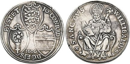 1871年之前的德国钱币与奖章。艾希施泰特教区。约翰·康拉德·冯·格雷明根，1592—1612年。帝