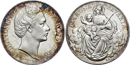 1871年前的德国硬币与纪念章。巴伐利亚。路德维希二世，1864—1886年。协会塔勒，直径33毫米