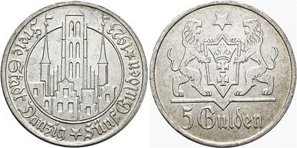 ALEMANIA A PARTIR DE 1871. DANZIG.  5 florines, 35