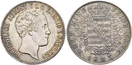 1871年前的德国硬币与奖章。萨克森、选帝侯及阿尔贝丁王朝。腓特烈·奥古斯特二世，1836—1854