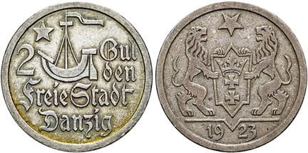 ALEMANIA DESDE 1871. DANZIG.  2 florines, 26 mm de
