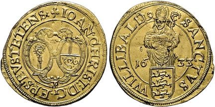 1871年之前的德国硬币与奖章。艾希施泰特教区。约翰·克里斯托夫·冯·韦斯特施泰滕，1612年—16