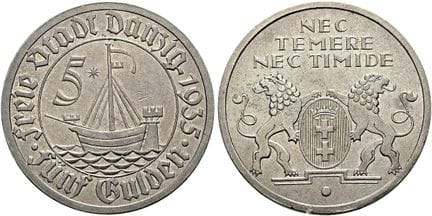 ALEMANIA A PARTIR DE 1871. DANZIG.  5 florines, 29