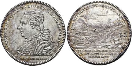 1871年前的德国硬币与奖章。弗斯滕贝格。约瑟夫·玛丽亚·贝内迪克特，1783年至1796年。协定塔