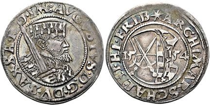 1871年之前的德国硬币与奖章。萨克森，选帝侯及阿尔贝丁王朝。奥古斯特，1553年至1586年。1/