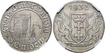 ALEMANIA A PARTIR DE 1871. DANZIG.  5 florines, 29