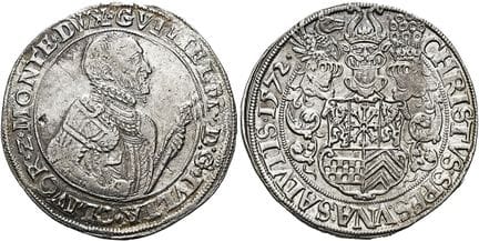 1871年之前的德国硬币与奖章。尤利希-克莱夫-贝格。威廉五世（“富翁”），1539–1592年。塔