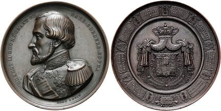 1871年之前的德国硬币与奖章。萨克森-科堡-戈塔。恩斯特二世，1844—1893年。青铜奖章（20