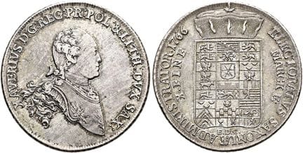 1871年前的德国硬币与奖章。萨克森、选帝侯及阿尔贝蒂纳王朝。扎维尔，1763年至1768年。公约塔