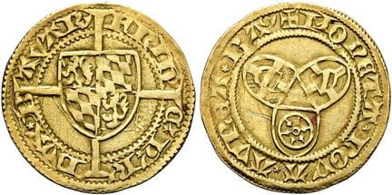 中世纪德国。普法尔茨。腓特烈一世，1449—1476年。金古尔登，直径23毫米（3.34克）。无年份