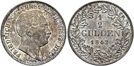 1871年之前的德国硬币与奖章。霍亨索伦-赫欣根。弗里德里希·威廉·康斯坦丁，1838年至1849年