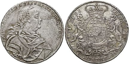 1871年之前的德国硬币与奖章。黑森-卡塞尔。腓特烈二世，1760—1785年。协定塔勒，直径41毫