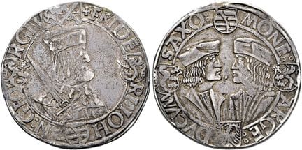 1871年之前的德国钱币与奖章。萨克森、选帝侯及阿尔贝丁王朝。 腓特烈三世、约翰和乔治，1507年至
