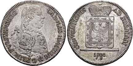 1871年前的德国硬币与奖章。弗伦斯贝格。卡尔·约阿希姆，1796—1804年。公约塔勒，直径41毫